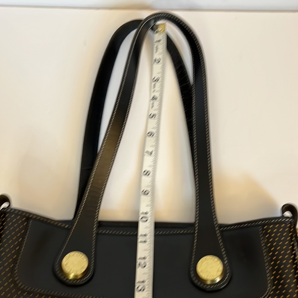 Dooney & Bourke Vintage Cabriolet Black Perforated Leather Top Zip Tote Bag - Picture 9 of 14